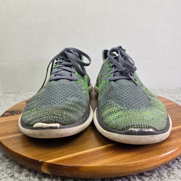 Nike Free 4.0 Flyknit Cool Grey Green Athletic Running Shoe Mens 11 717075-007 - Picture 4 of 14